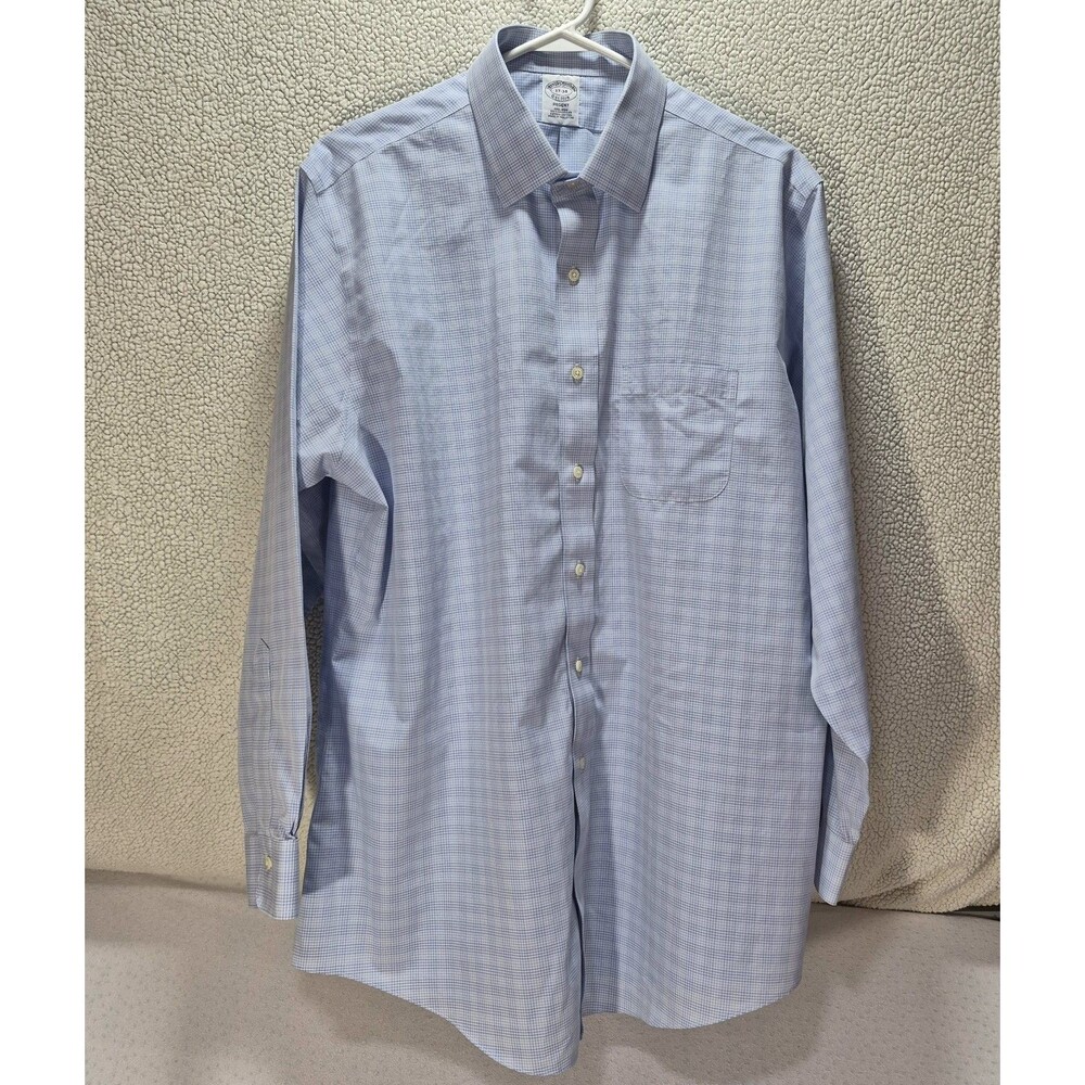Brooks Brothers Men’s Long Sleeve Dress Shirt Blue Non-Iron Supima Cotton 17/34